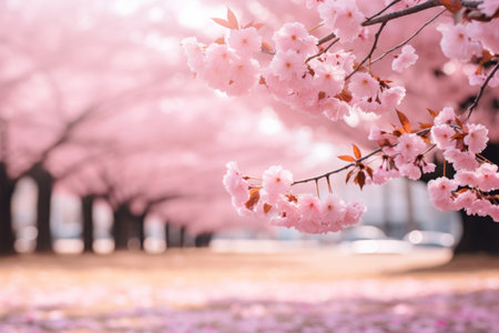 Blossoming Serenity: Captivating Sakura Tree in Selective Focus, 3:2 Ratioの素材