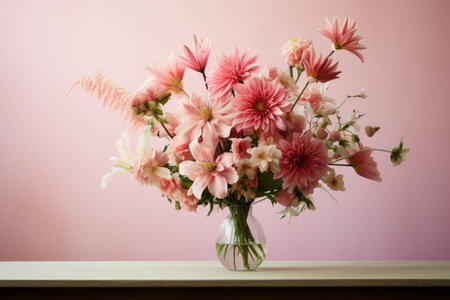 Aesthetic Delight: Captivating Pink Bouquet Gracing the Tableの素材