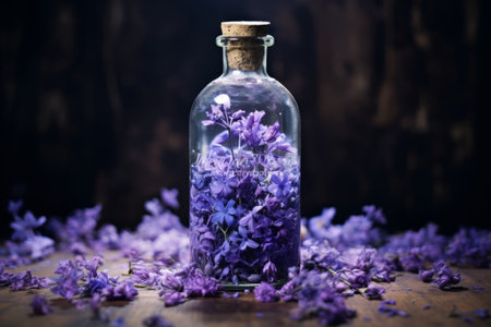 Captivating Purple Flowers Blossoming in a Bottle: A Mesmerizing AR Experience in 3:2の素材