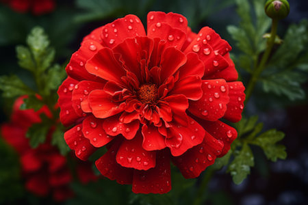 Blooming Magnificence: The Mesmerizing Red Marigold Flower --ar 3:2の素材