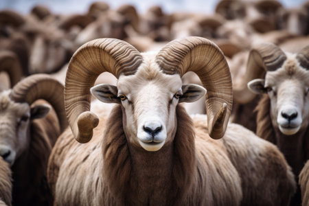 Captivating Visual Composition: Rams in Selective Focus (3:2 Aspect Ratio)の素材