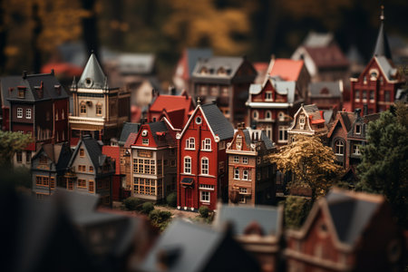 Vibrant and Charming: Artistic Captures of Selective Focus Photography on Brown and Red Houses in ARの素材