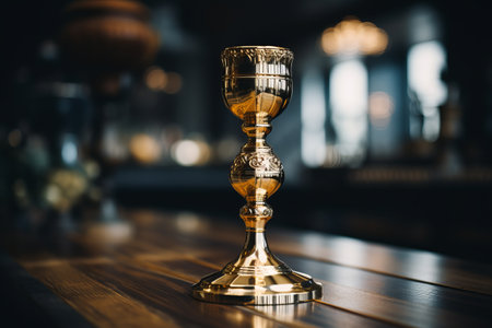 Glimmering Elegance: Capturing the Selective Focus of a Gold Candlestick on Table -- ar 3:2の素材