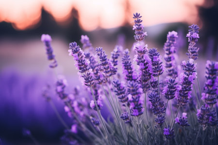 Captivating Close-Up: A Spectacular Purple Lavender Flower in Selective Focusの素材