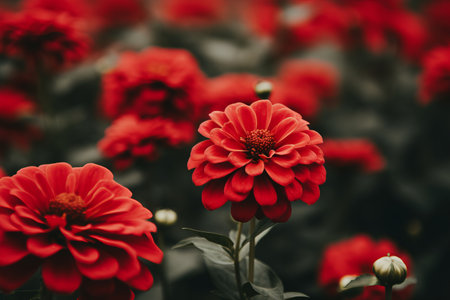 Captivating Close-Ups: Vibrant Red Petaled Flowers in Selective Focusの素材
