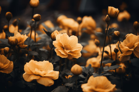 Enchanting Close-Up: Vibrant Yellow Petaled Flowers Embrace the Frameの素材