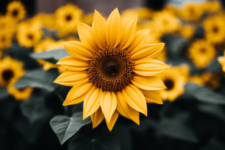 Capturing the Radiant Beauty: Selective Focus Photography Unveiling the Yellow Sunflowers Splendorの素材