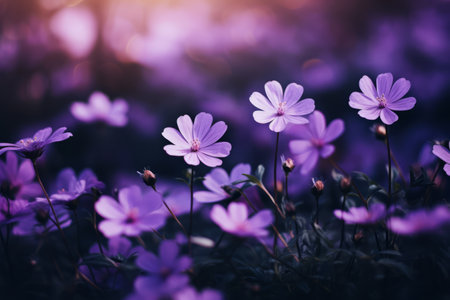 Captivating Close-ups: A Stunning View of Purple Flowers in Shallow Focusの素材
