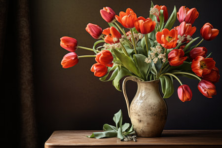 Blooming Beauty: Captivating Tulips Enhance Every Corner of the Table --ar 3:2の素材