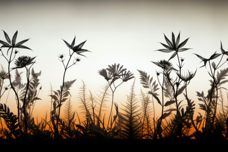 Lush Foliage Captured in a Graceful Silhouette Photo --ar 3:2の素材