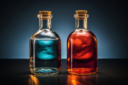 Mysterious Elixirs: Exploring the Enigmatic Contents of Two Clear Glass Bottlesの素材