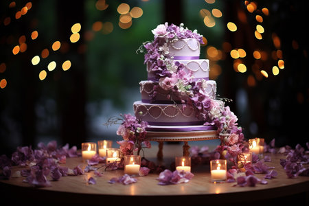 Elegant Wedding Cake Takes Center Stage on Table--ar 3:2の素材