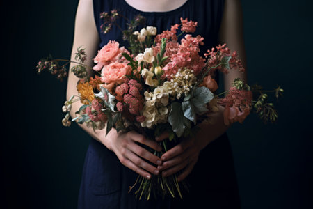 Blooming Happiness: Capturing the Joy of Holding a Bouquet - AR 3:2 Photoの素材