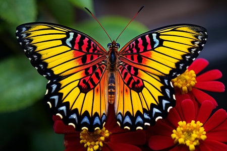 The Vibrant Dance of the Red and Yellow Butterfly --ar 3:2の素材