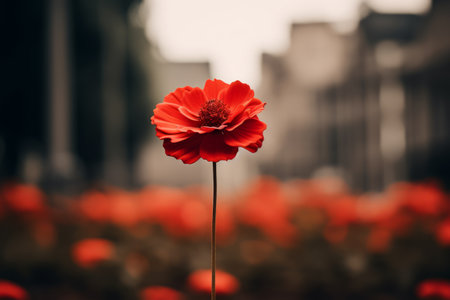 Blossoming Beauty: Captivating Selective Focus Photography of a Red Petaled Flower in AR 3:2の素材