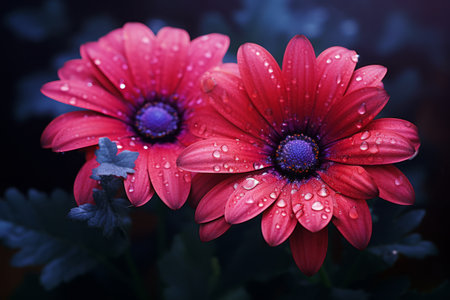 Bursting with Vibrant Colors: A Glimpse of Two Red and Purple Petaled Flowers - AR 3:2の素材