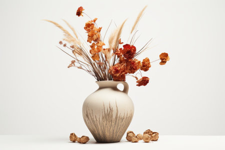 Dried Beauty: A Vase Adorned with Flowers - Studio Elegance in 3:2 ARの素材