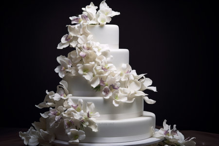Elegant and Sophisticated: White 4-Tier Cake Arises with a Perfect 3:2 Ratioの素材