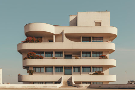 Aesthetic Harmony: The White and Brown Concrete Building --ar 3:2の素材