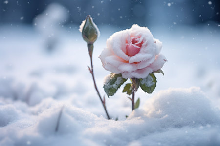 Frozen Elegance: Capturing the Magic of a Snow Covered Flowerの素材