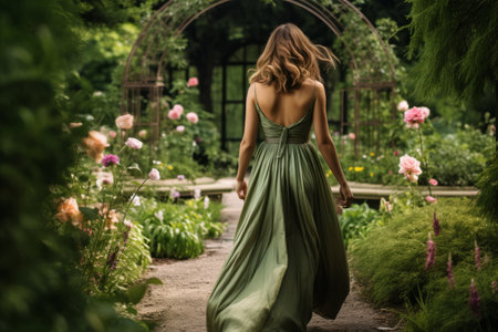 The Enchanting Journey of a Woman in a Green Spaghetti Strap Silk Dress: Exploring the Wonders of aの素材