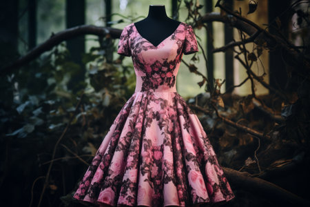 Bold and Feminine: Embrace Spring with Our Womens Pink and Black Floral Dress --ar 3:2の素材