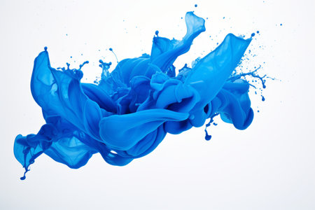 Abstract Harmony: A Blue Paint Streaks Across a White Canvas --ar 3:2の素材