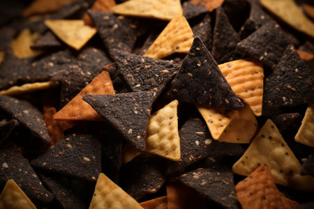 Corn Chip Fusion: The Gleaming Blend of Brown and Black -ar 3:2の素材