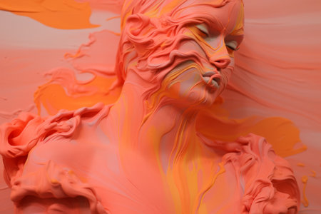Peachy Blush: Harmonious Blend of Orange and Pink Paint - AR 3:2の素材