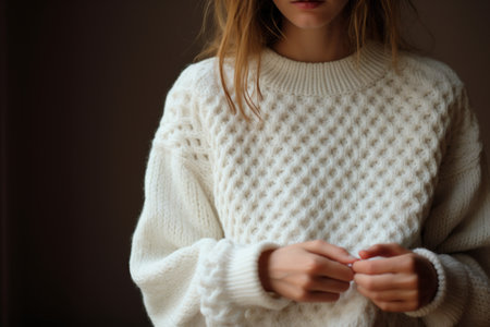 The Iconic Elegance of a Person in a White Knitted Sweater --ar 3:2の素材