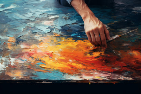 Artistic Mastery Unleashed: A Captivating Shot of a Palette Knife Masterpiece in the Making!の素材