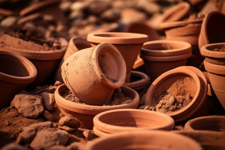 Capturing the Intricate Textures: Close-up Photography of Raw Clay Pot in ar 3:2の素材