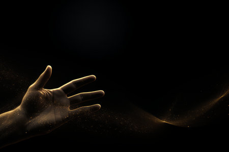 Imprint of Humanity: Abstract Dark Background with Hand Traceの素材