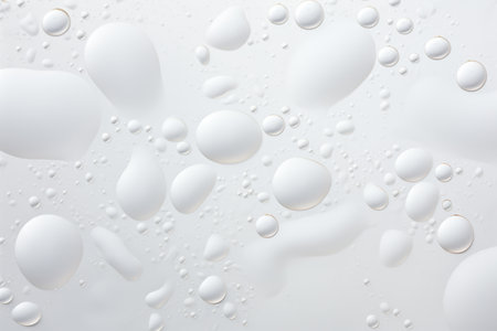 Dripping Reflections: The Enchanting World of Abstract Water Drops on a White Canvasの素材