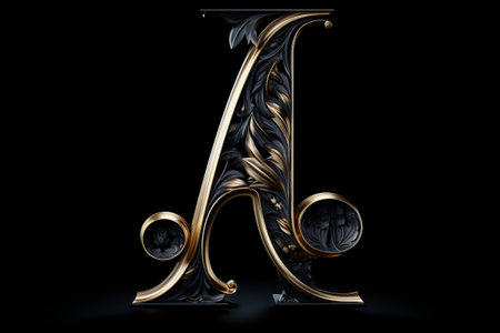 Intriguing Alphabet Letter Text: Bold, on a Captivating Black Background [AR 3:2]の素材