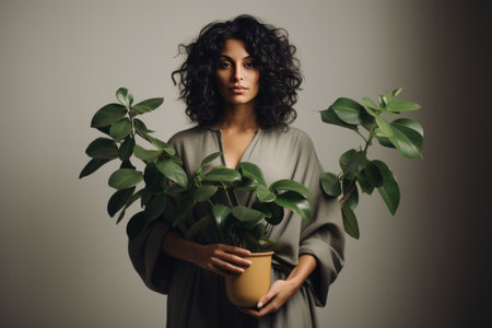 The Enigmatic Beauty of Ficus Petiolaris: A Captivating Houseplant Revealed by an Anonymous Woman -の素材