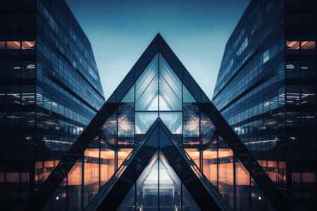 Transcendent Reflections: Capturing the Majestic Beauty of Glass Buildings in Architectural Photograの素材