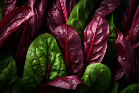 Vibrant Beetroot Leaves Capture the Beauty of Close-up Photography in 3:2 Aspect Ratioの素材