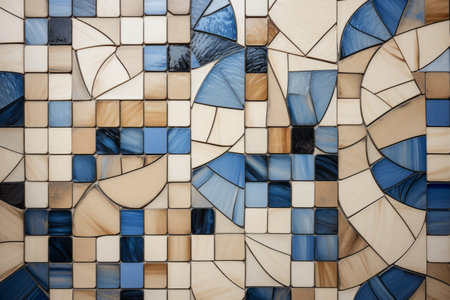 Aesthetic Harmony: Enchanting Beige and Blue Tiled Surface (Aspect Ratio 3:2)の素材