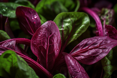 Crimson Splendor: Exploring the Enchanting World of Beetroot Leaves in Close-up Photography --ar 3:2の素材
