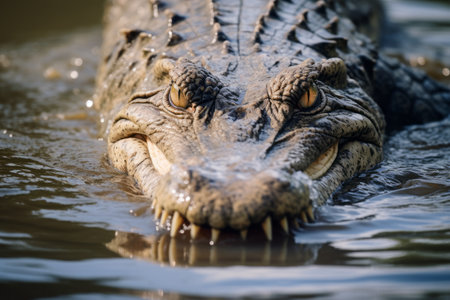 Majestic Wilderness: Capturing the Essence of a Crocodile in its Natural Habitatの素材