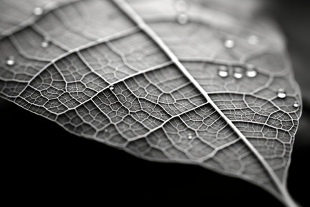 Intricate Monochrome Details: Captivating Leaf Macro Photography in Black and White - AR 3:2の素材