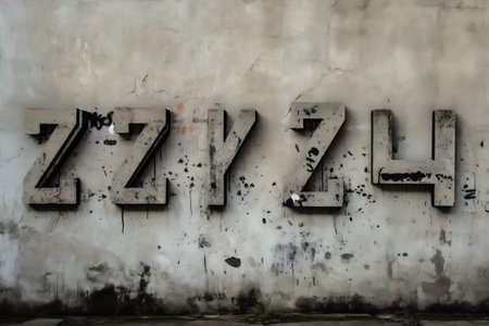 Urban Aesthetics: Exploring the Contrast of Black Letters on a Concrete Wall --ar 3:2の素材