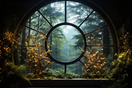 Transcendent Elegance: Black Metal Framed Glass Window AR 3:2の素材