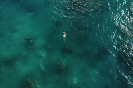 Immersed: Captivating Aerial Perspective of Individual in Watery Realmの素材