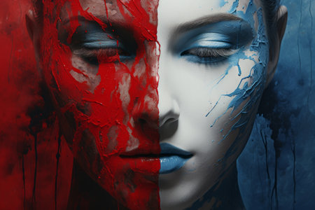 Vibrant Harmony: Exploring Blue and Red through AR Artwork in the 3:2 Ratioの素材