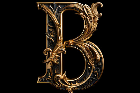 Bold and Striking Alphabet Letter Text Embracing a Black Background --AR 3:2の素材