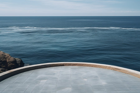 Captivating Reflections: A Serene Body of Water with a Concrete Surfaceの素材