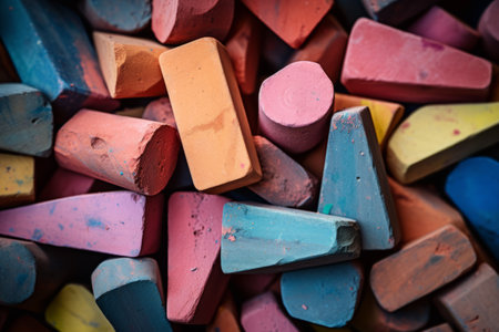 Vibrant Medley: A Close-Up Capture of Assorted-Color Chalk Pile in 3:2 Aspect Ratioの素材