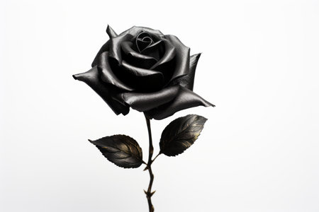 Contrasting Beauty: Black Rose Flourishes on a White Surface --ar 3:2の素材